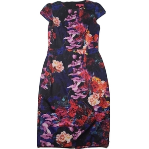 Betsey Johnson 2 Floral Black Short‎ Sleeve Dress